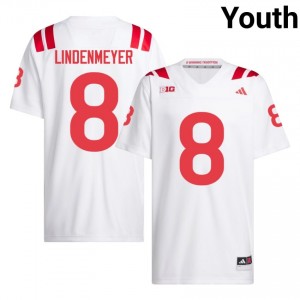 Authentic Stitched Luke Lindenmeyer Nebraska Huskers #8 White Youth High School Football 2026-27 Jersey 27915286