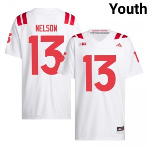 Mekhi Nelson Nebraska #13 University Football Jersey 2026-27 Youth White Adidas Swingman 70539048