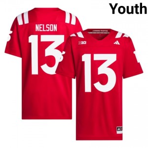 Cornhuskers Mekhi Nelson #13 Scarlet NCAA Jersey - Premium Youth Football 11445029