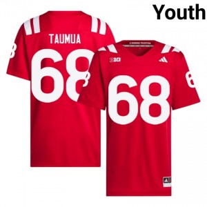 Authentic Stitched Preston Taumua Nebraska Huskers #68 Scarlet Youth High School Football 2026-27 Jersey 27399006