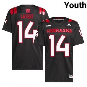 TJ Lateef Nebraska Huskers #14 University Football Jersey 2026-27 Youth Black Adidas Swingman 67683145