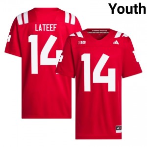 Authentic Stitched TJ Lateef Nebraska #14 Scarlet Youth High School Football 2026-27 Jersey 63214483