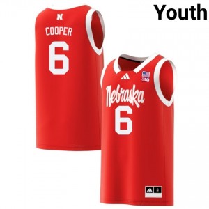 Will Cooper #6 Nebraska Cornhuskers Red Youth Basketball College Jersey 2025-2026 Stitched 67154413