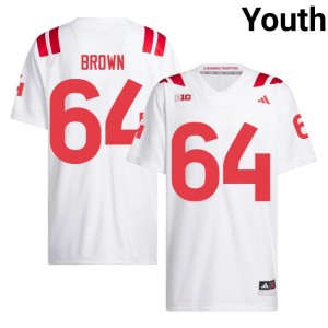 Authentic Stitched Bob Brown Cornhuskers #64 White Youth High School Football 2026-27 Jersey 59028523