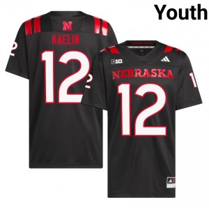 Nebraska Huskers Daniel Kaelin #12 Black Youth Football Gameday Jersey Officially Licensed NCAA 59250541