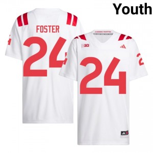 Authentic Stitched Dexter Foster NU Huskers #24 White Youth High School Football 2026-27 Jersey 11797875