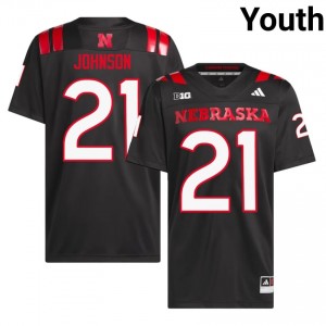 Emmett Johnson Nebraska Huskers #21 University Football Jersey 2026-27 Youth Black Adidas Swingman 72401635