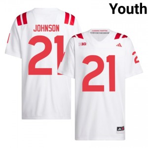 Nebraska Cornhuskers Emmett Johnson #21 White NCAA Jersey - Premium Youth Football 74734661