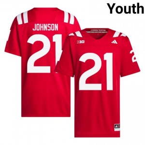Authentic Stitched Emmett Johnson NU Huskers #21 Scarlet Youth High School Football 2026-27 Jersey 69216980