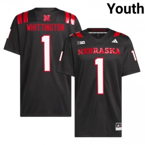 Nebraska Huskers Jahsear Whittington #1 Black NCAA Jersey - Premium Youth Football 49344294