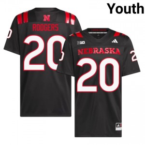 Authentic Stitched Johnny Rodgers Cornhuskers #20 Black Youth High School Football 2026-27 Jersey 53907403
