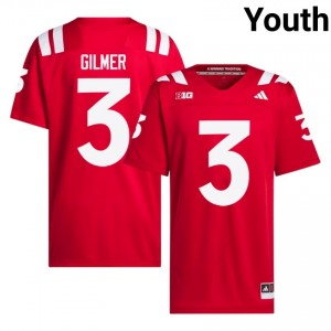 NU Huskers Kwazi Gilmer #3 Scarlet NCAA Jersey - Premium Youth Football 12110890