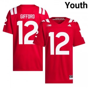 Luke Gifford #12 Nebraska Cornhuskers Scarlet Youth Football College Jersey 2026-2027 Stitched 94654757