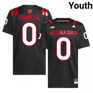 Nebraska Owen Chambliss #0 Black Youth Football Gameday Jersey Officially Licensed NCAA 49571089