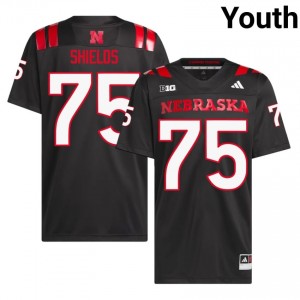 Will Shields #75 Nebraska Huskers Black Youth Football College Jersey 2026-2027 Stitched 82495692