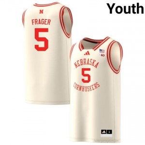 Nebraska Cornhuskers Braden Frager #5 Cream Youth Basketball Gameday Jersey Officially Licensed NCAA 36983054