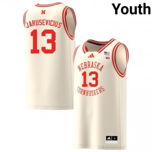 Authentic Stitched Ugnius Jarusevicius Cornhuskers #13 Cream Youth NCAA Basketball Jersey 2025-26 51752520